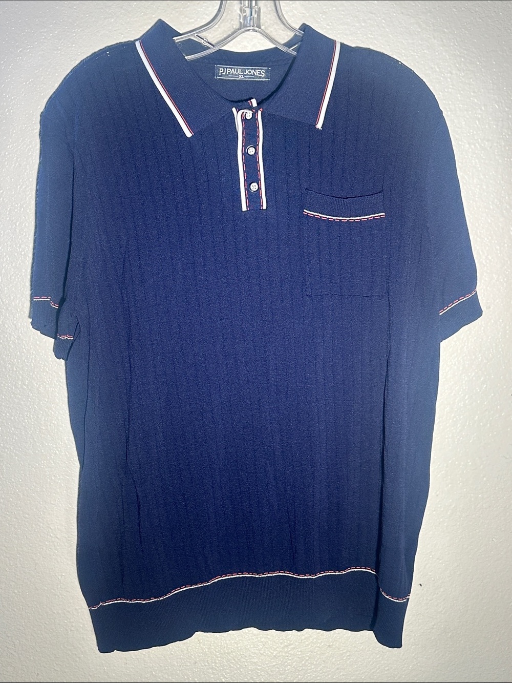 Paul Jones Men's Navy Short-Sleeve Polo with Contrast Trim